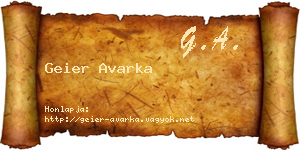Geier Avarka névjegykártya